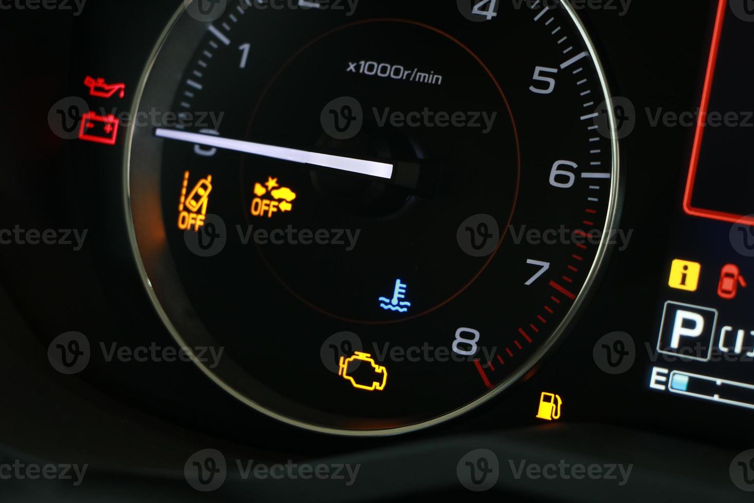 warning light engine in car dashboard photo