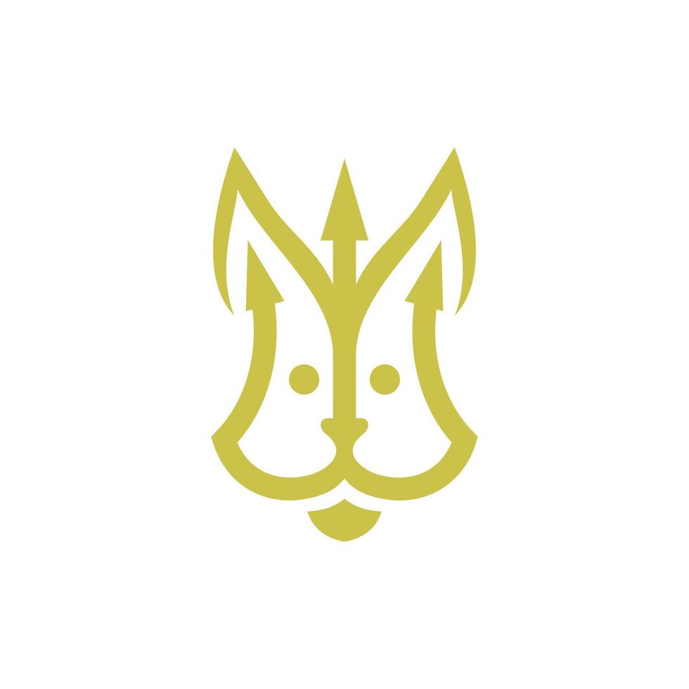 animal Conejo con tridente único creativo logo vector