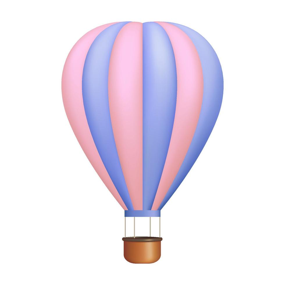 Cute 3d hot air balloon icon. vector