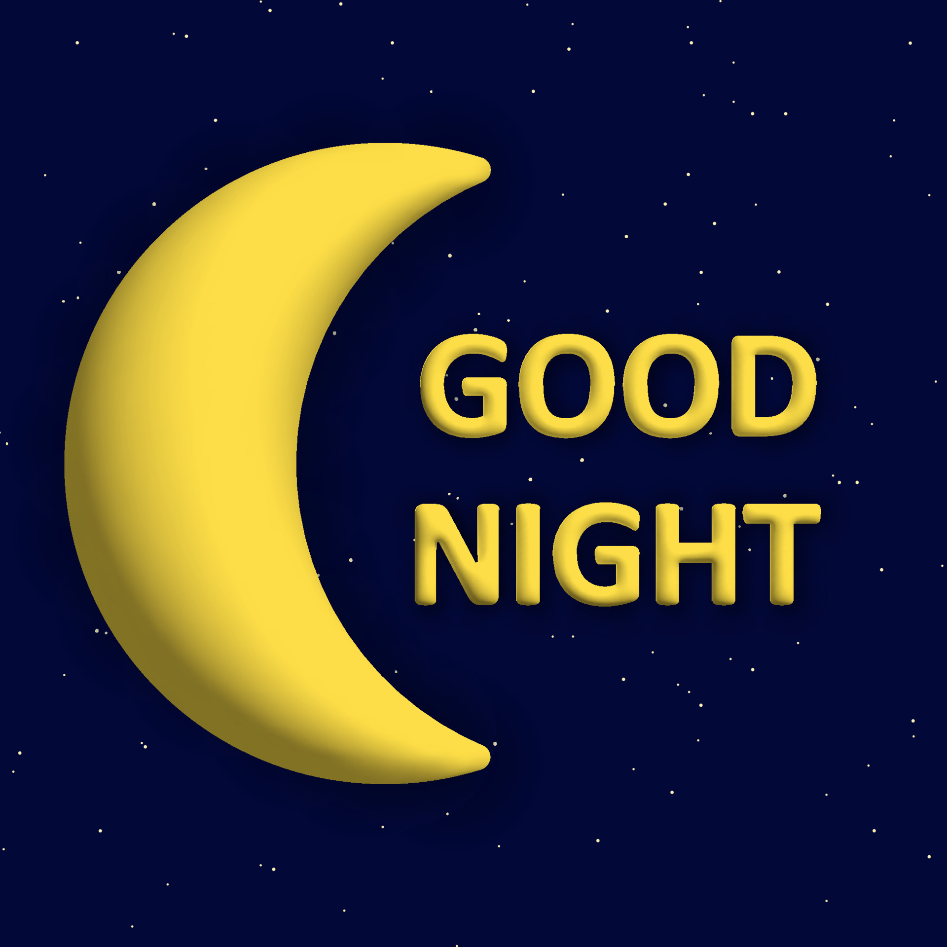 Cute good night background with 3d moon and stars. square composition ...