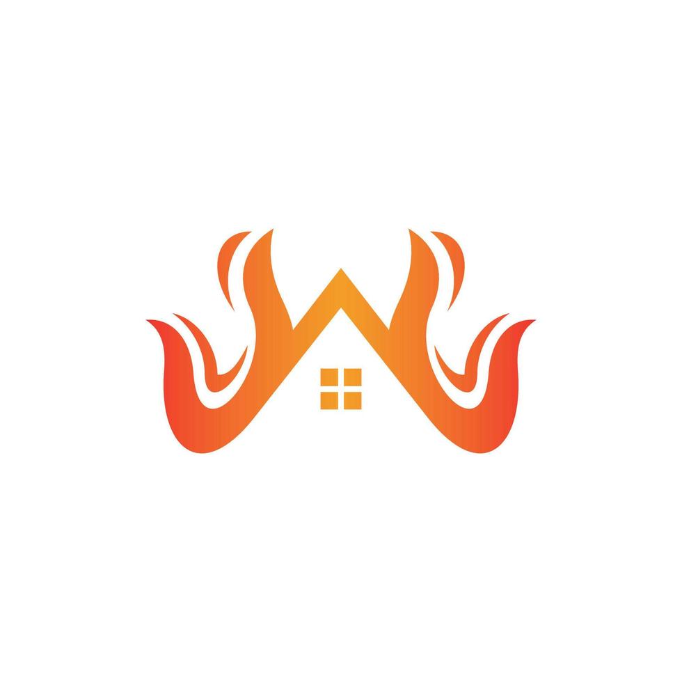Home roof building fire modern logo vector