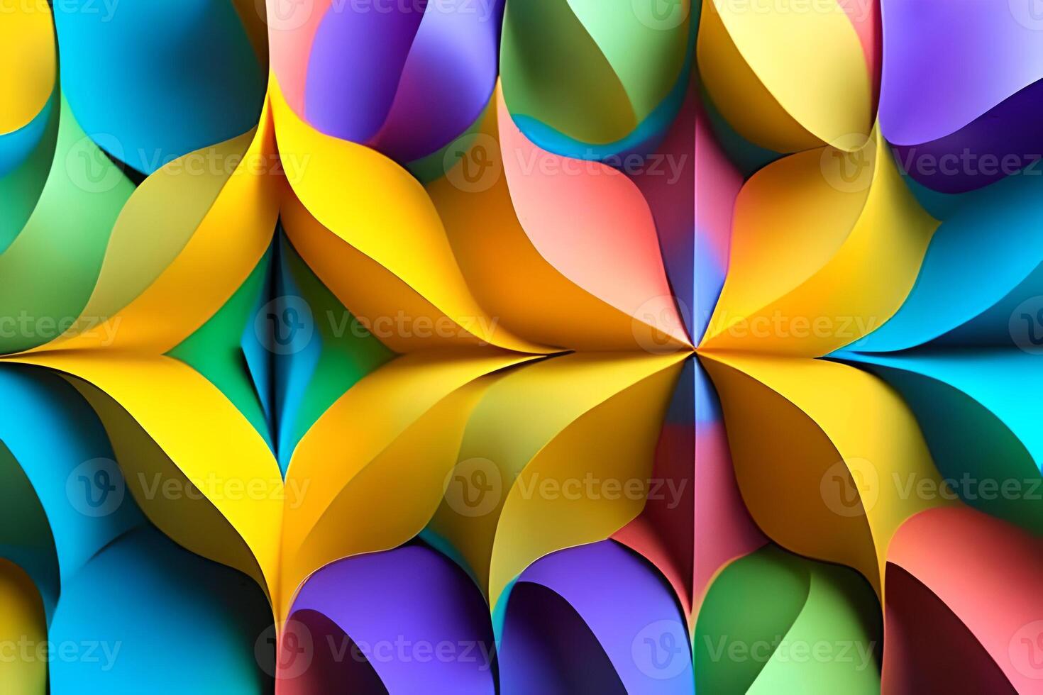 Rainbow colored paper cut arrange for beautiful background backdrop. Paper art rainbow paper fold and cut background with 3d effect, vibrant colors, vector illustration and design material element. photo