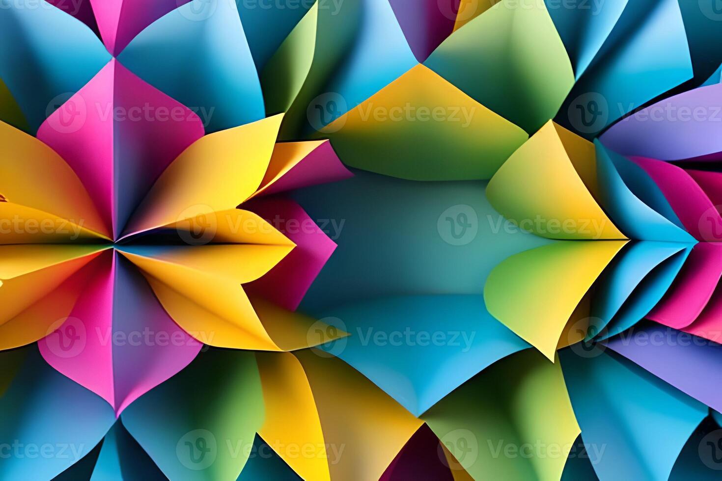 Rainbow colored paper cut arrange for beautiful background backdrop. Paper art rainbow paper fold and cut background with 3d effect, vibrant colors, vector illustration and design material element. photo