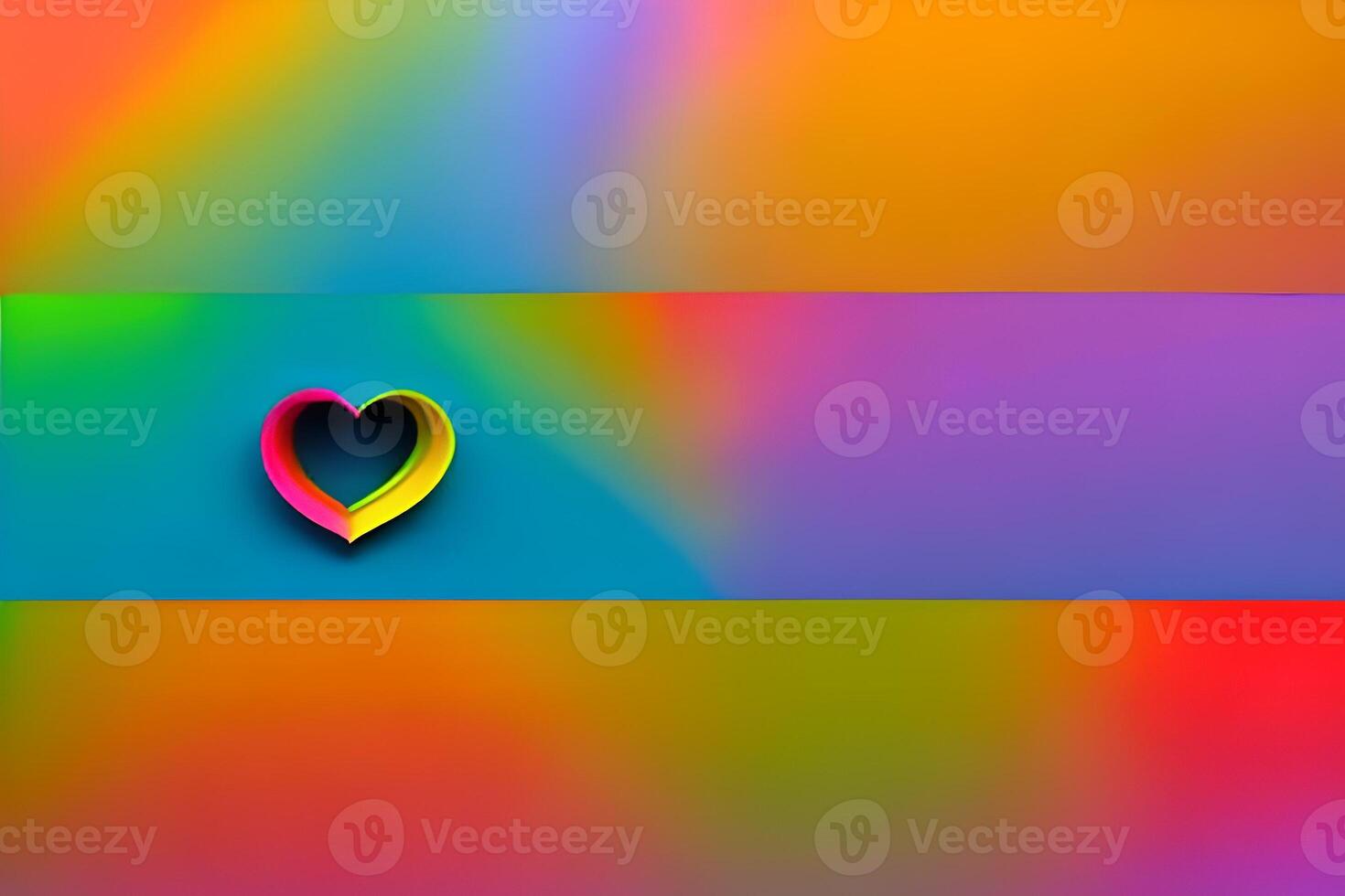 Rainbow colored paper cut out in the love heart shape background. Paper art rainbow heart background with 3d effect, heart shape in vibrant colors, vector illustration and wallpaper backdrop. photo