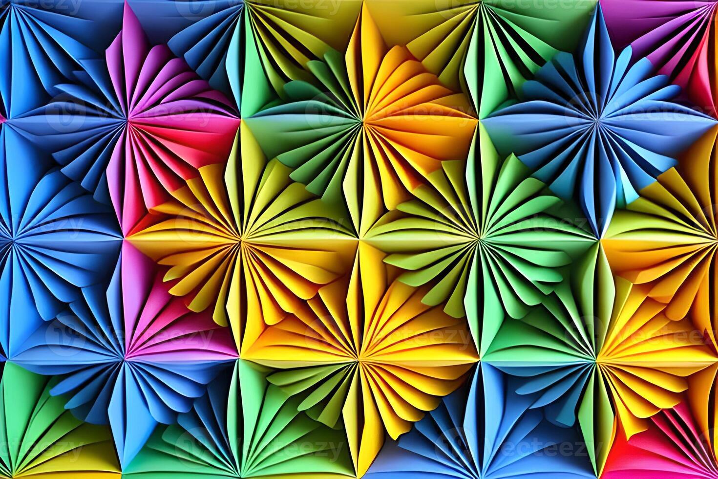 Rainbow colored paper cut arrange for beautiful background backdrop. Paper art rainbow paper fold and cut background with 3d effect, vibrant colors, vector illustration and design material element. photo