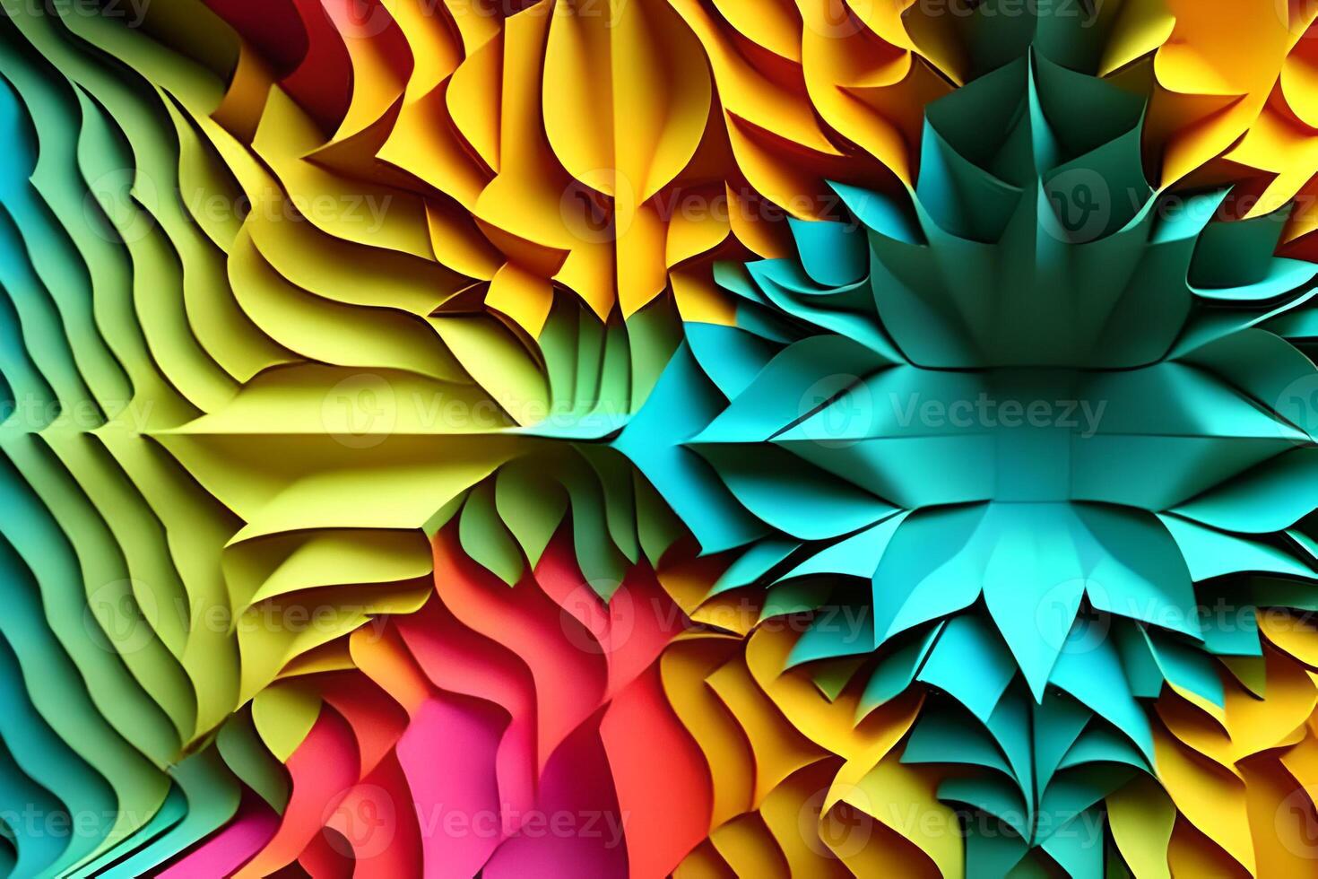 Rainbow colored paper cut arrange for beautiful background backdrop. Paper art rainbow paper fold and cut background with 3d effect, vibrant colors, vector illustration and design material element. photo