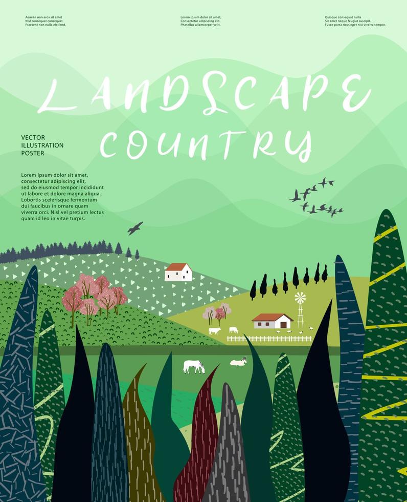 hermosa campo, naturaleza y paisaje. vector ilustración.