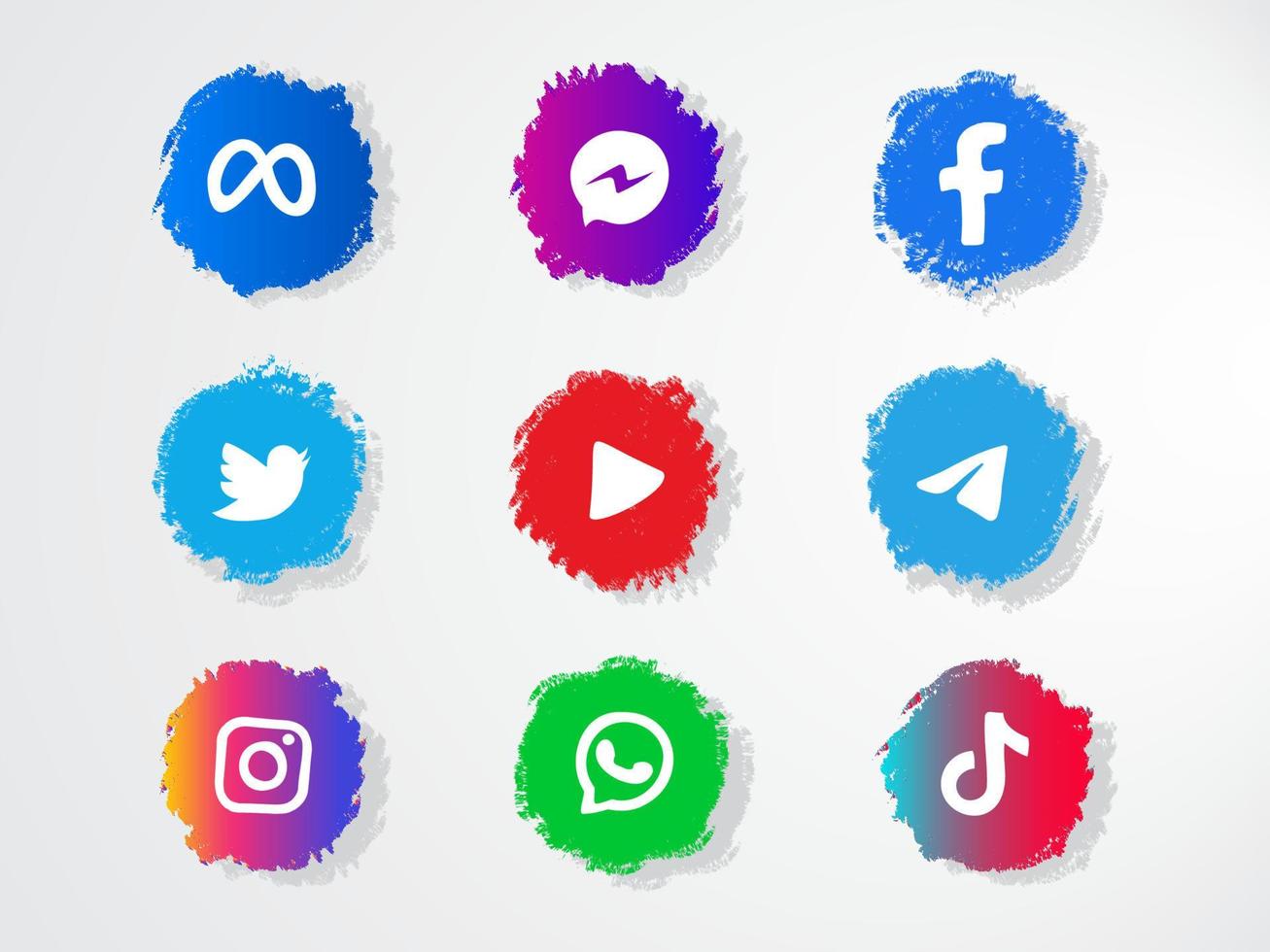 Social Media Doodle Logo Collection in Chalk Vector Style