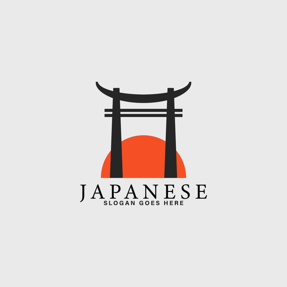 japonés torii portón logo sencillo idea vector