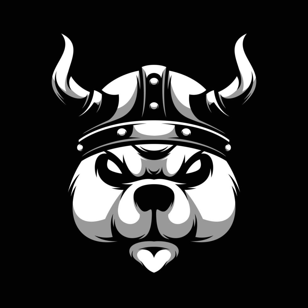 oso vikingo negro y blanco mascota diseño vector