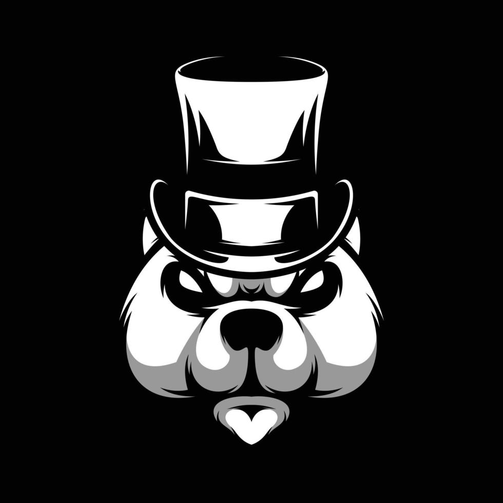Bear Top Hat Black and White Mascot Design 21701247 Vector Art at Vecteezy