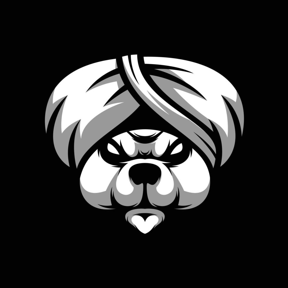 Bear Sorban Black and White Mascot Design vector
