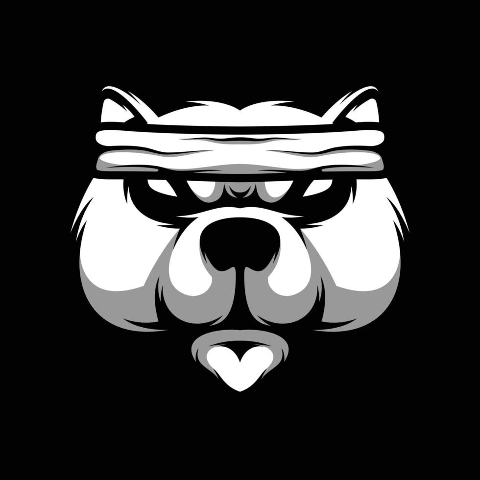 oso venda negro y blanco mascota diseño vector