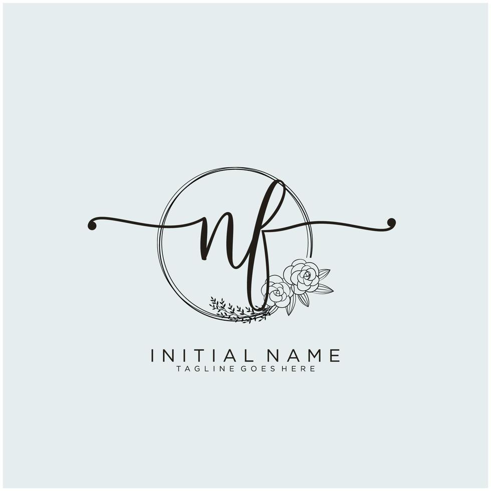 Initial NF feminine logo collections template. handwriting logo of initial signature, wedding, fashion, jewerly, boutique, floral and botanical with creative template for any company or business. vector