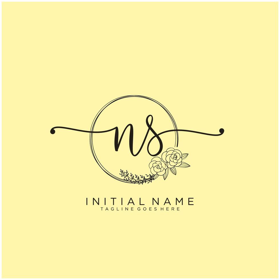 Initial NS feminine logo collections template. handwriting logo of initial signature, wedding, fashion, jewerly, boutique, floral and botanical with creative template for any company or business. vector