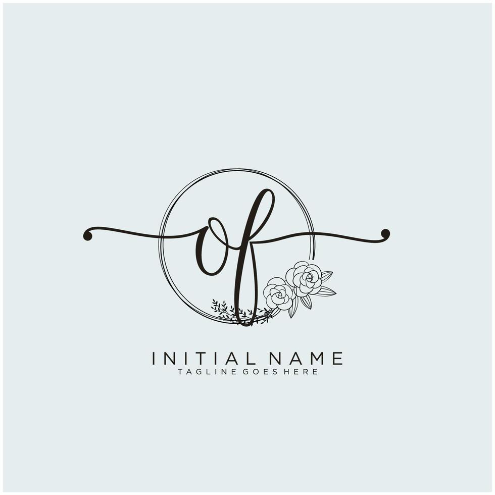 Initial OF feminine logo collections template. handwriting logo of initial signature, wedding, fashion, jewerly, boutique, floral and botanical with creative template for any company or business. vector