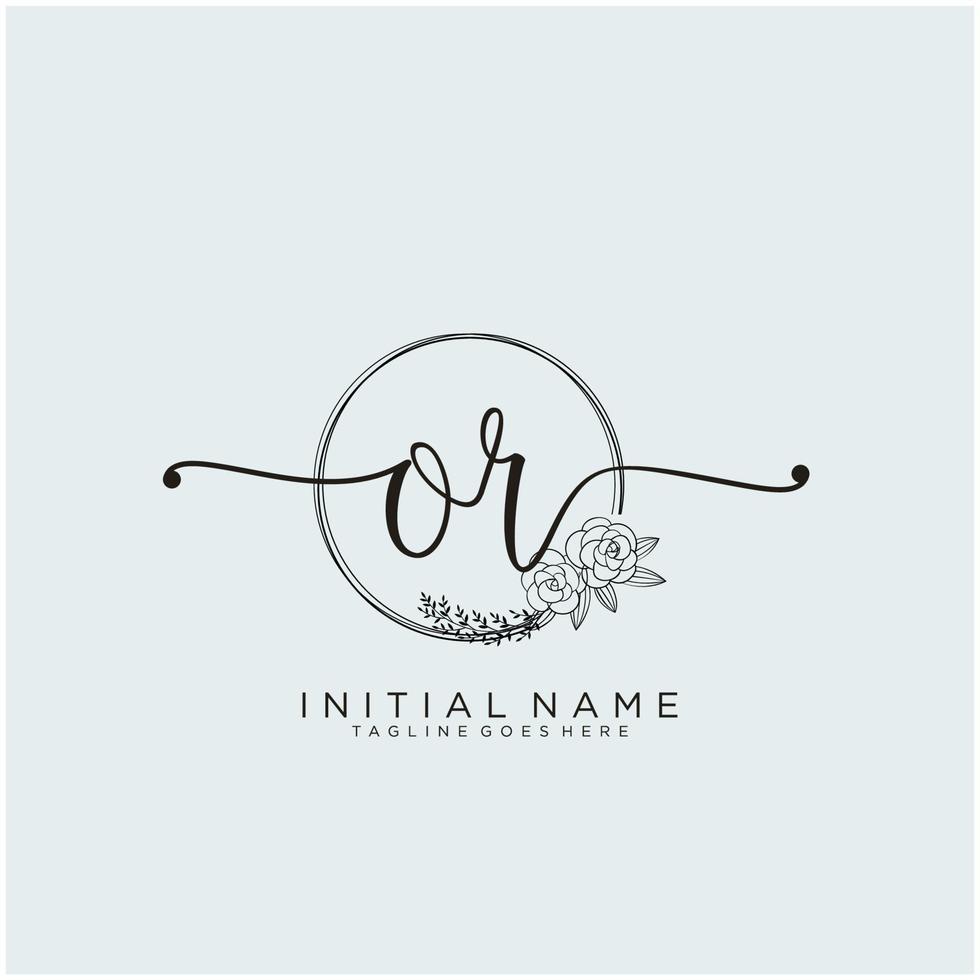 Initial OR feminine logo collections template. handwriting logo of initial signature, wedding, fashion, jewerly, boutique, floral and botanical with creative template for any company or business. vector