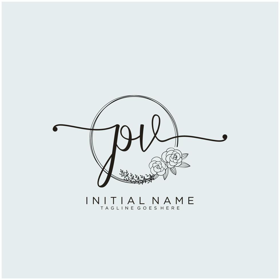 Initial PV feminine logo collections template. handwriting logo of initial signature, wedding, fashion, jewerly, boutique, floral and botanical with creative template for any company or business. vector