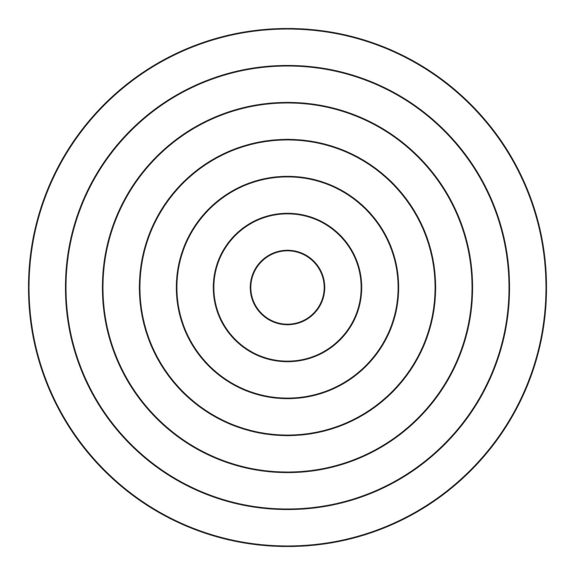 Polar grid of 6 concentric circles. Circle diagram divided on segments ...