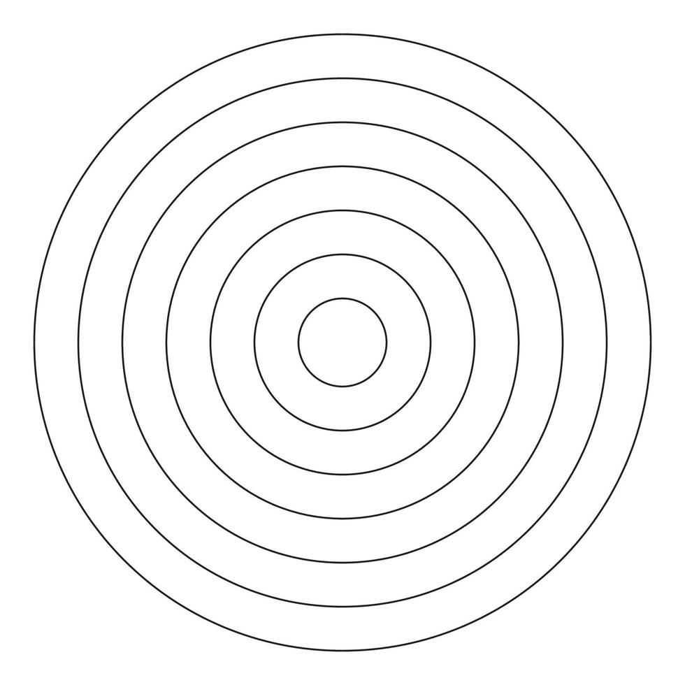 Polar grid of 6 concentric circles. Circle diagram divided on segments ...