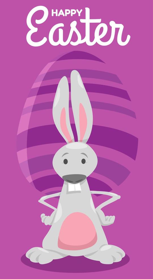 cartoon Easter bunny with painted egg greeting card vector