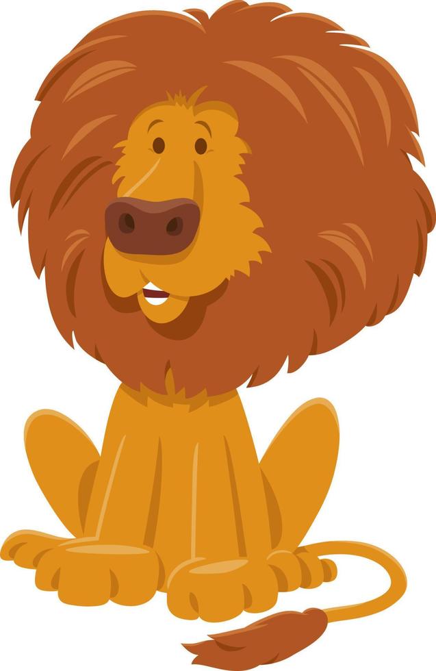 funny cartoon African lion wild animal character vector