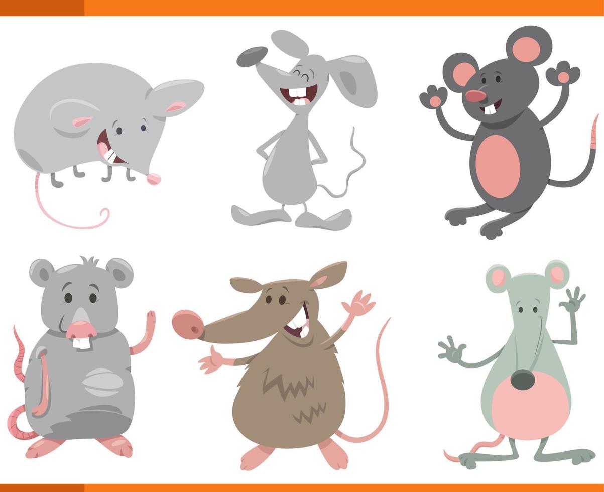 gracioso dibujos animados ratones animales especies caracteres conjunto vector