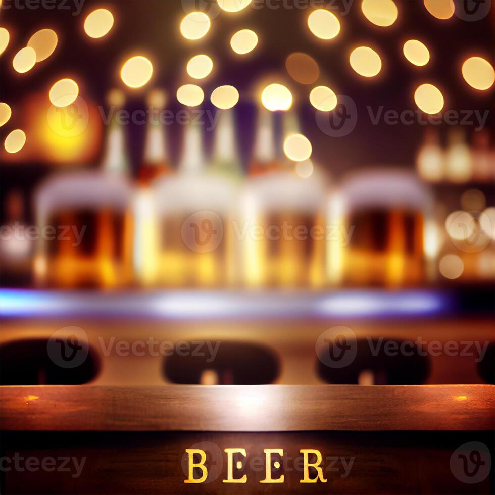 Beer restaurant bar, bar tabletop, blurred background - image photo