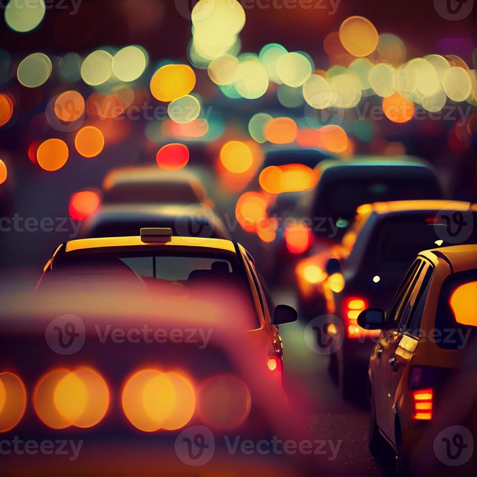 Traffic jam, blurred bokeh background - AI generated image photo