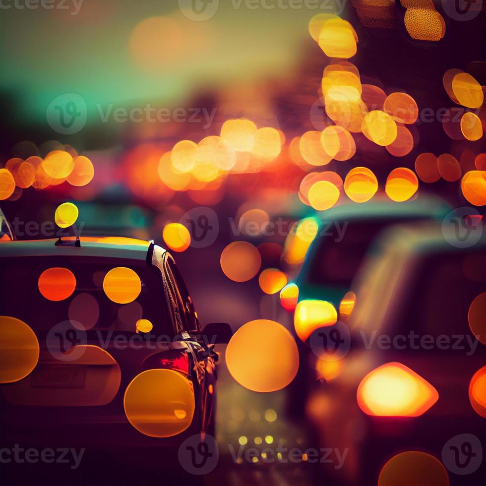 Traffic jam, blurred bokeh background - AI generated image photo
