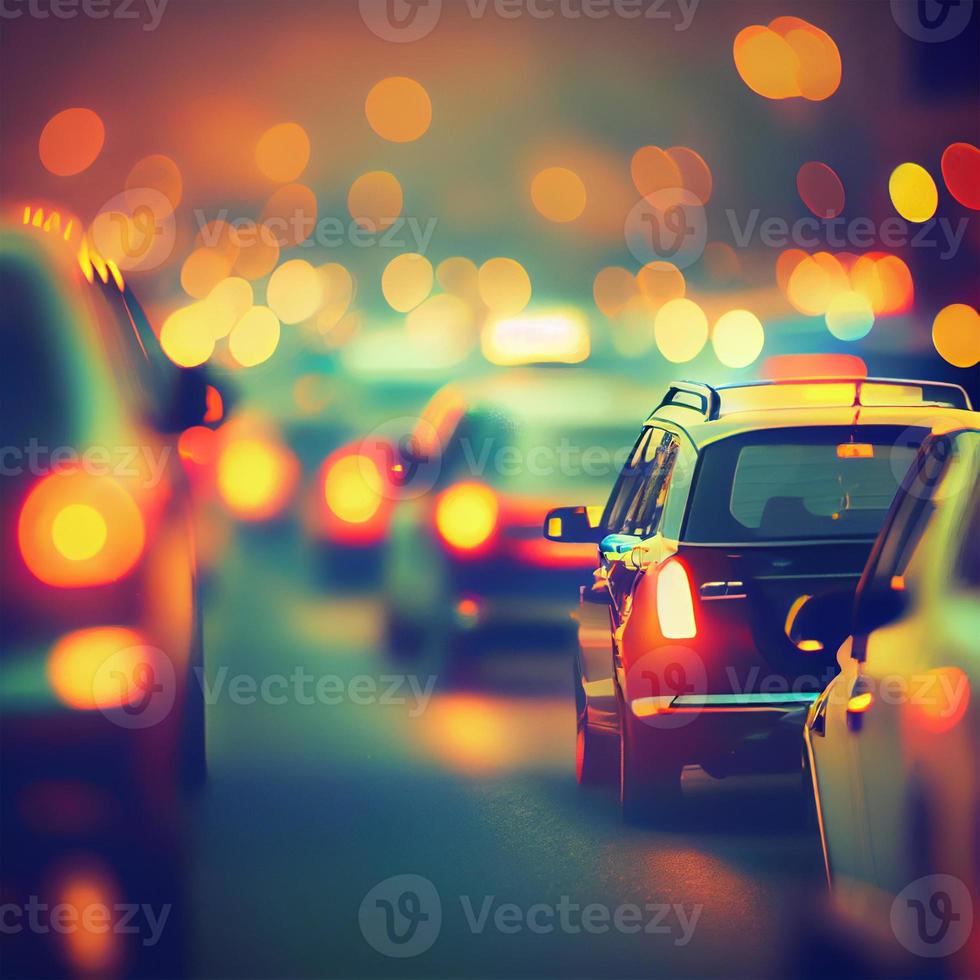 Traffic jam, blurred bokeh background - AI generated image photo