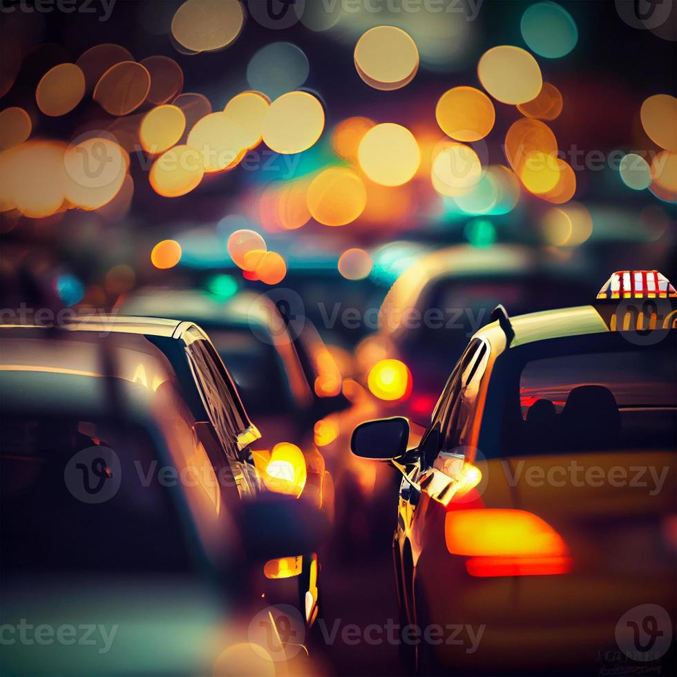 Traffic jam, blurred bokeh background - AI generated image photo