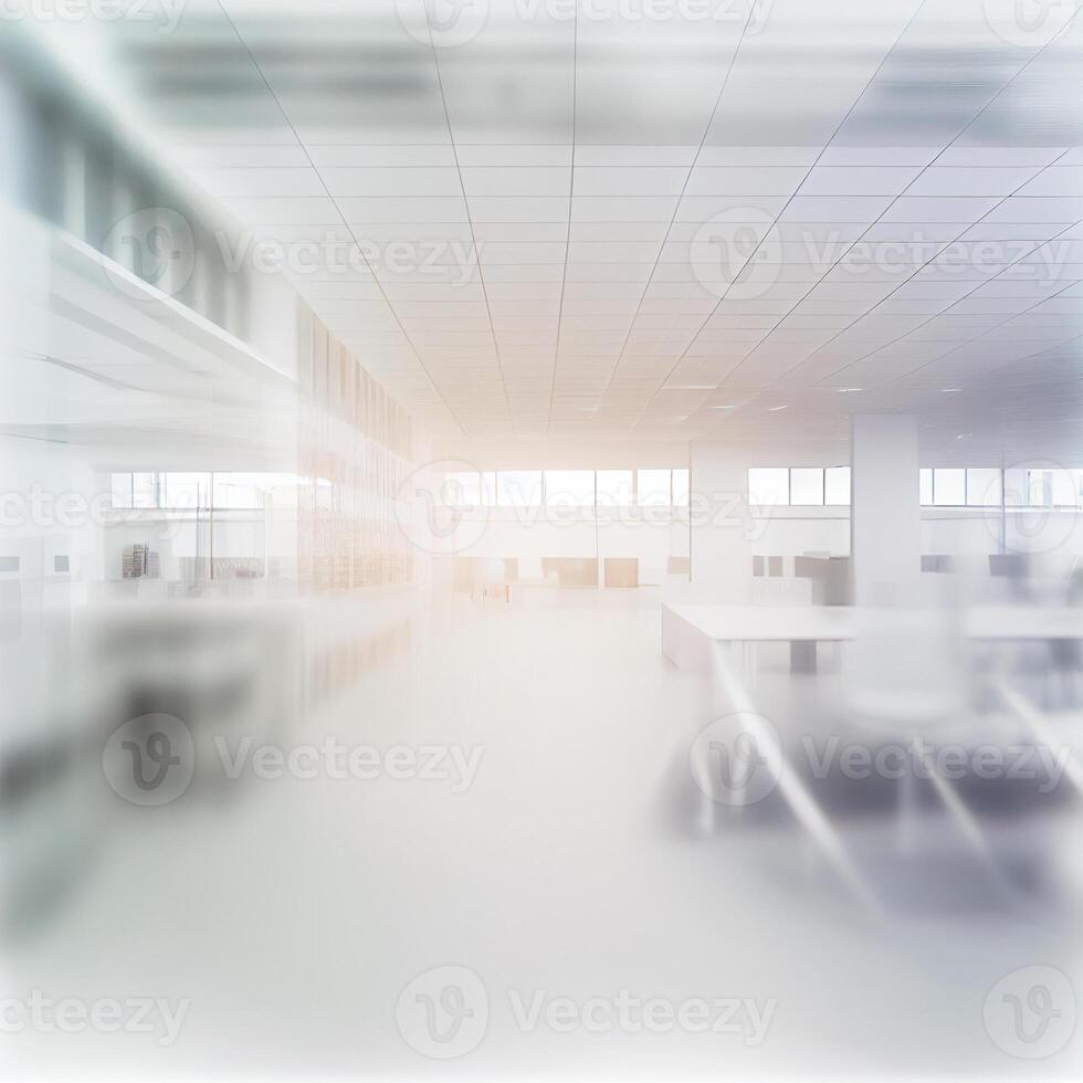 Light spacious large office, blurred stylish background - image photo