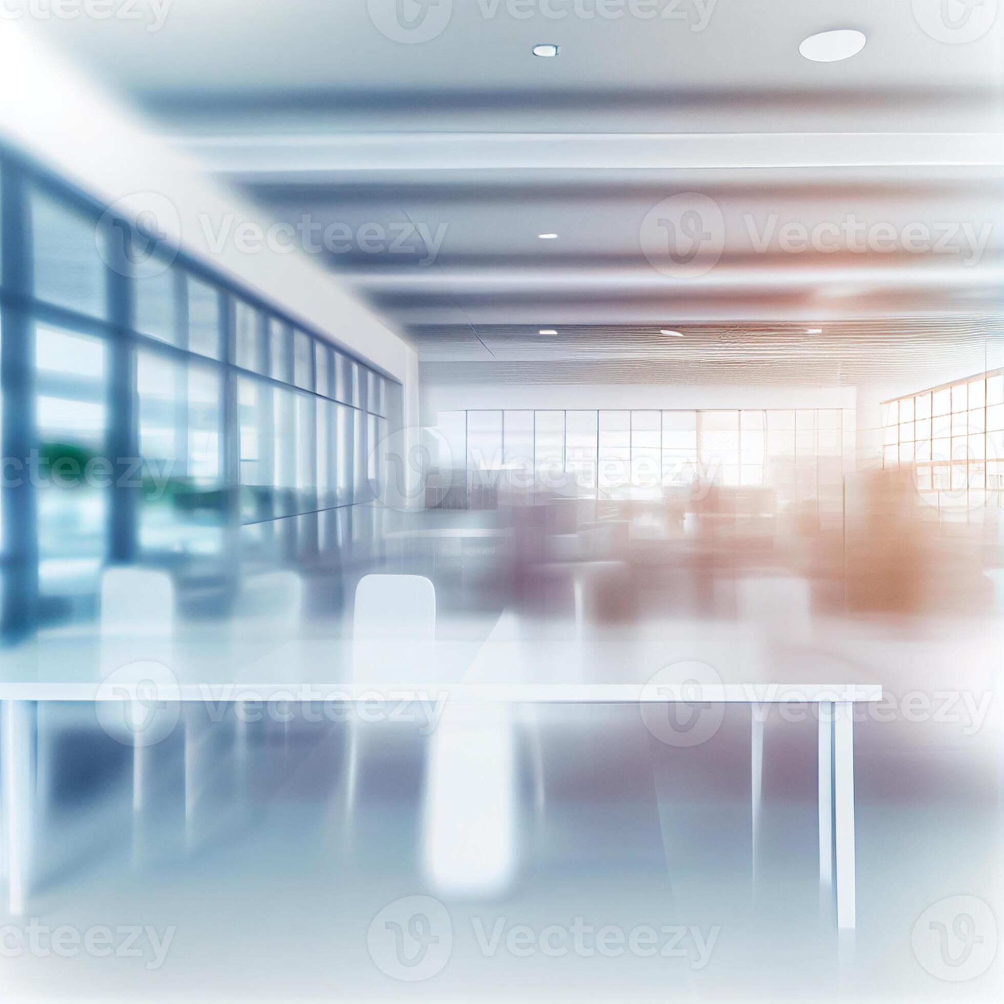 Light spacious large office, blurred stylish background image