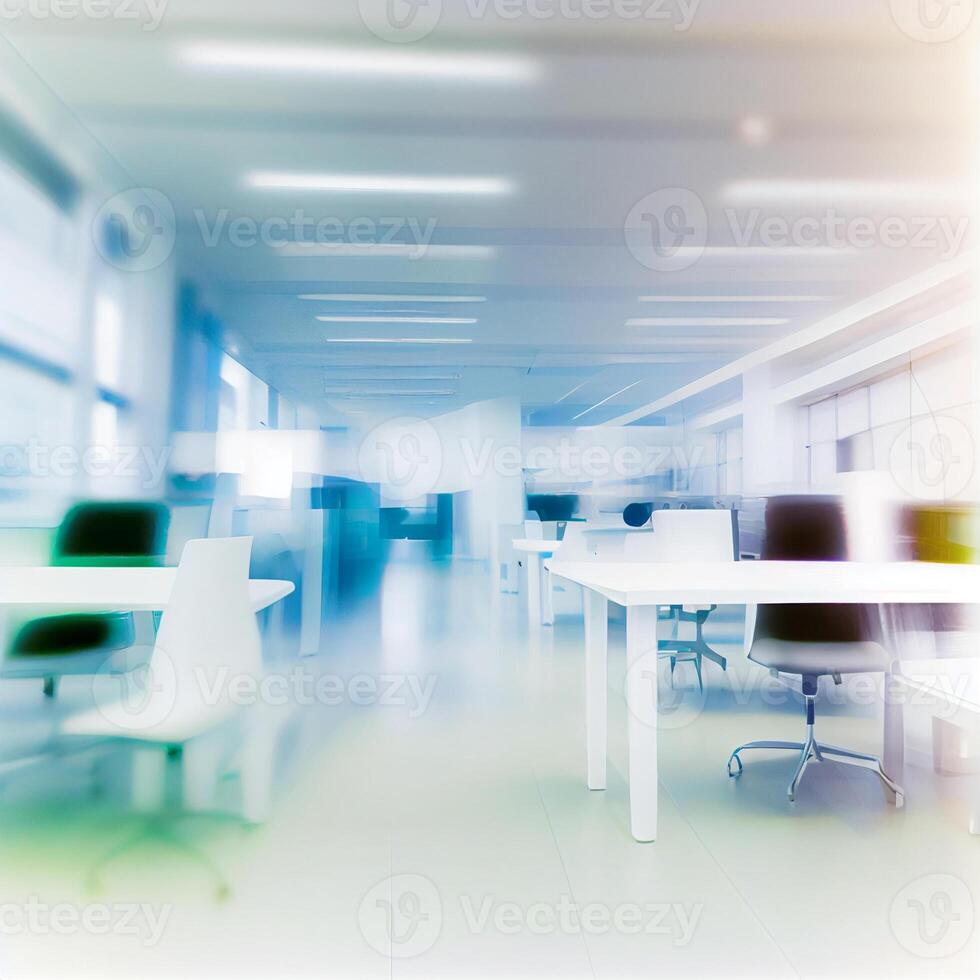 Light spacious large office, blurred stylish background - image photo