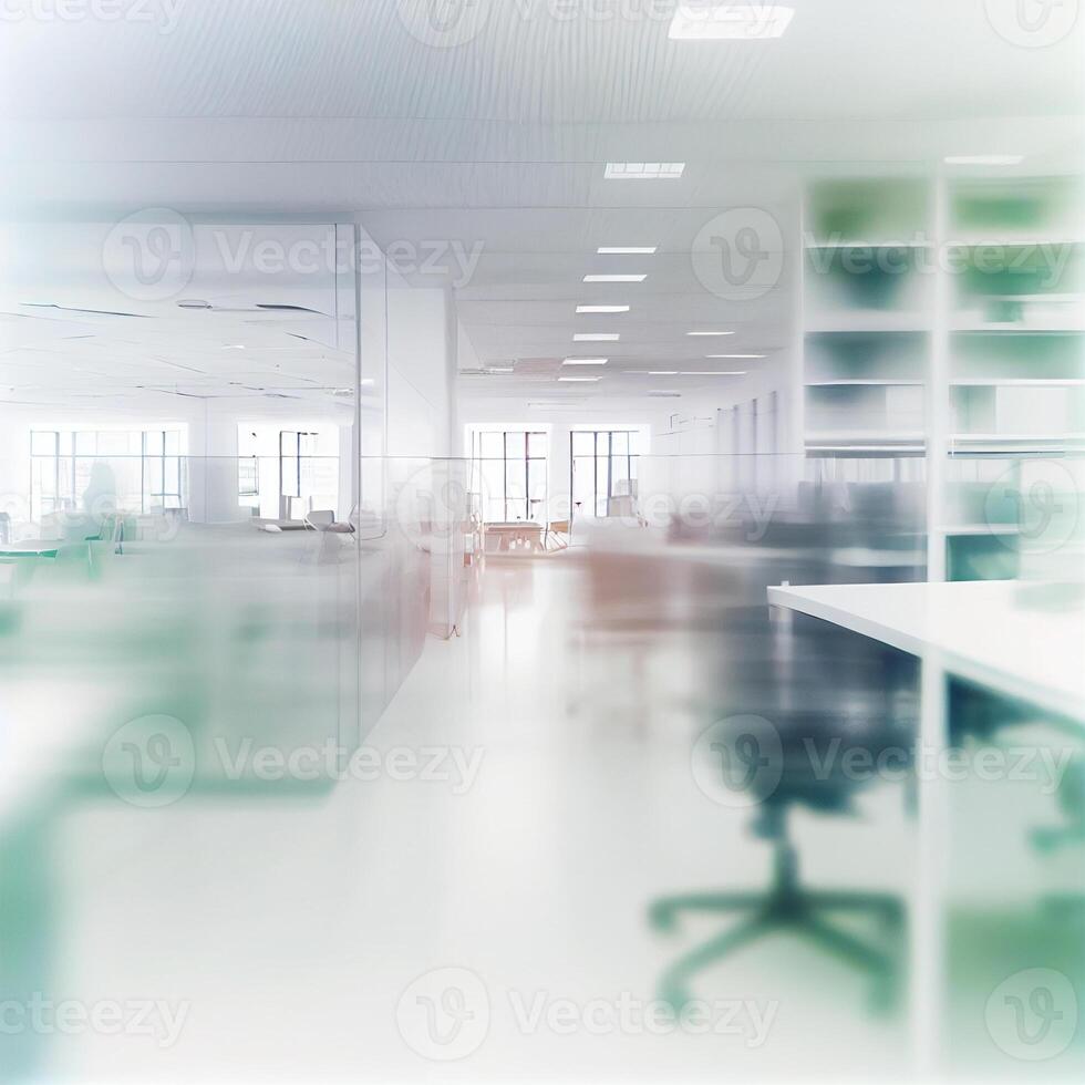 Light spacious large office, blurred stylish background - image photo