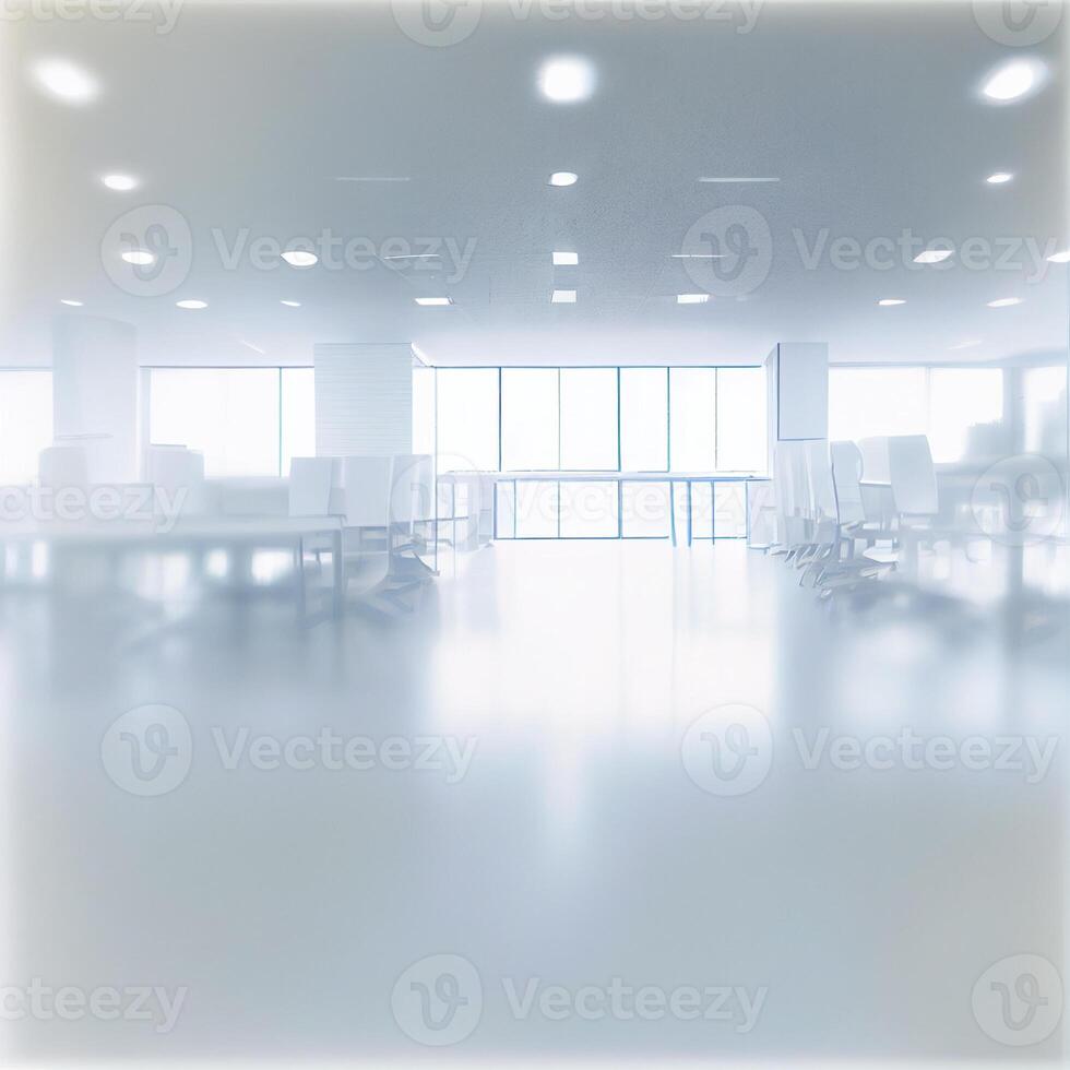 Light spacious large office, blurred stylish background - image photo