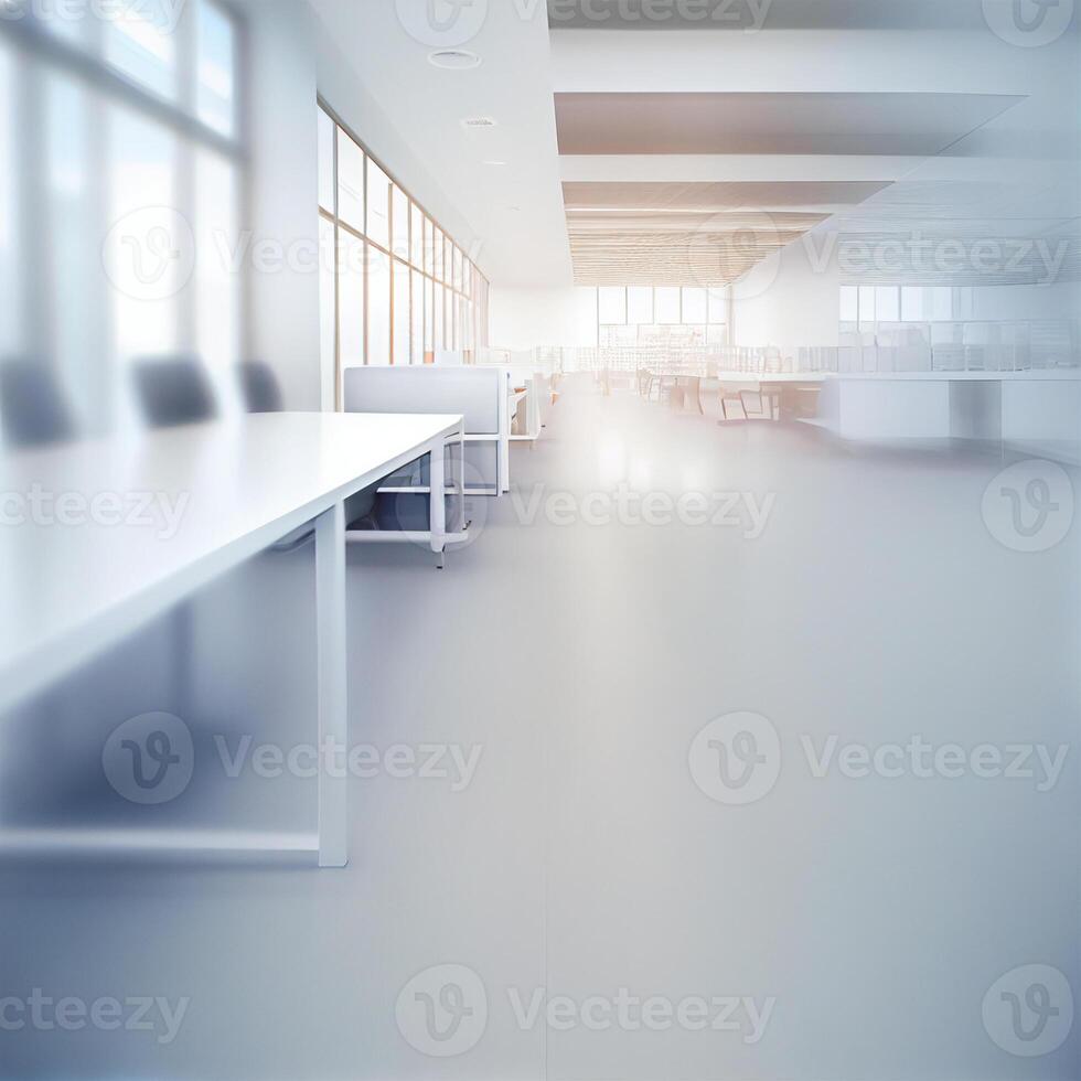 Light spacious large office, blurred stylish background - image photo