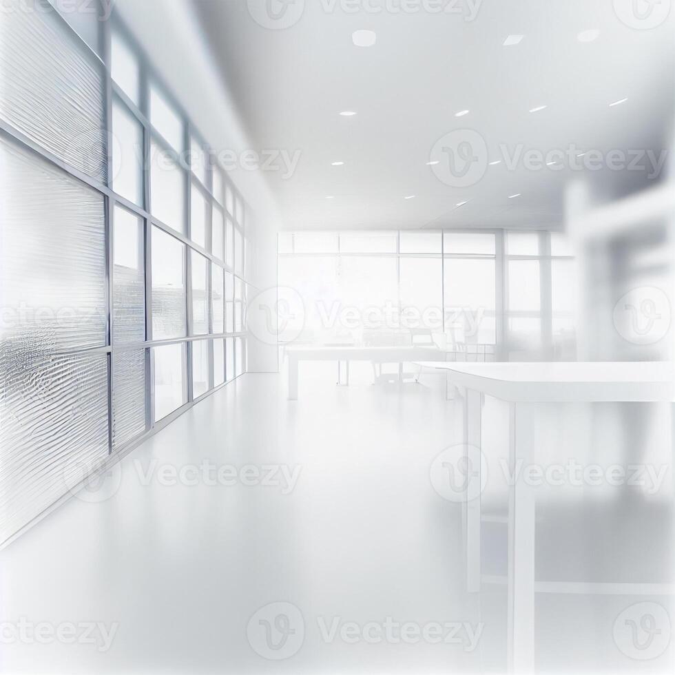 Light spacious large office, blurred stylish background - image photo