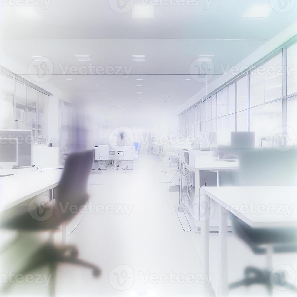 Light spacious large office, blurred stylish background - image photo