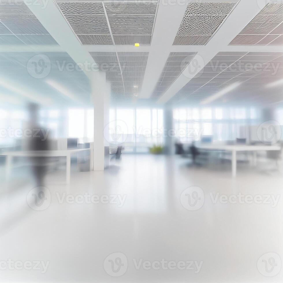 Light spacious large office, blurred stylish background - image photo