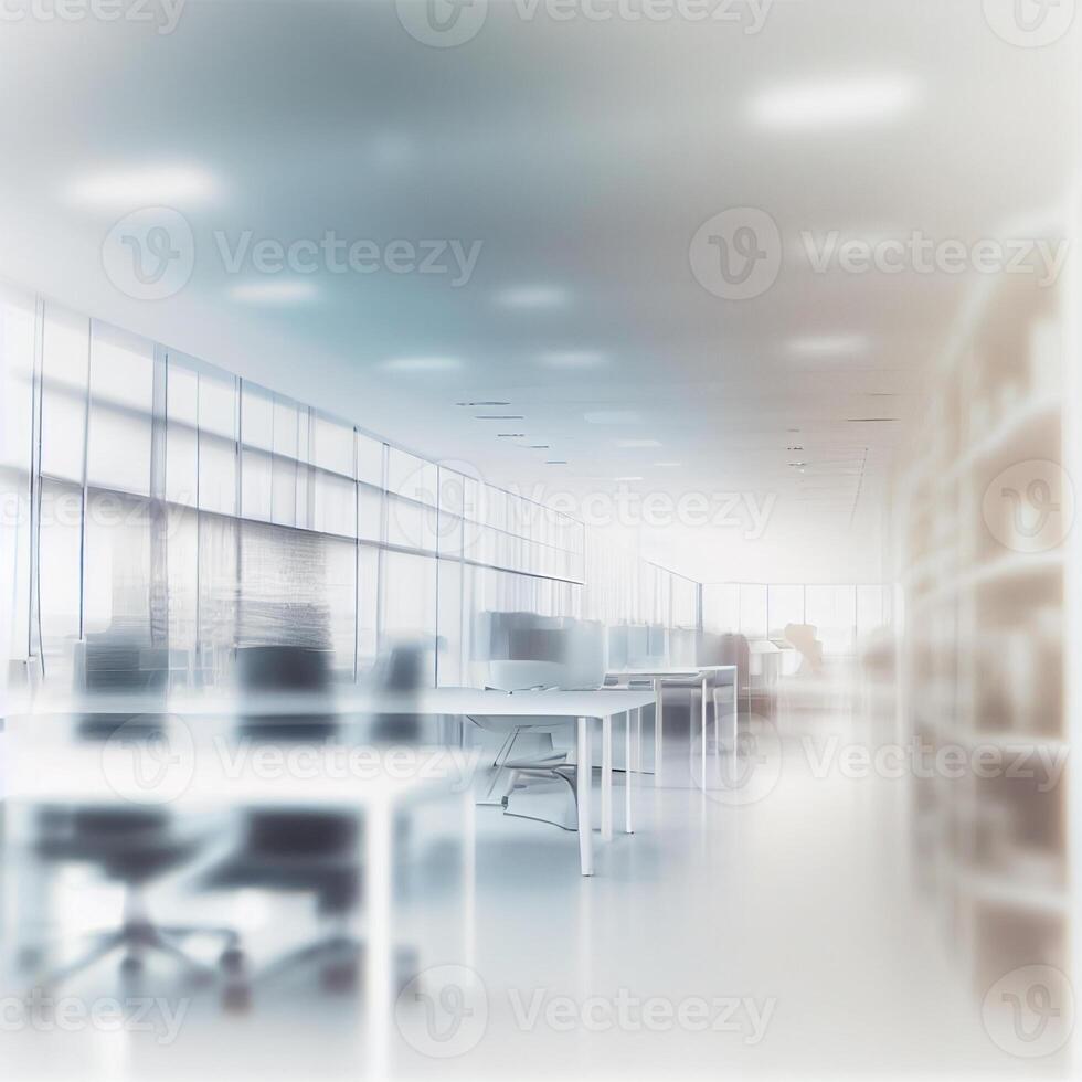 Light spacious large office, blurred stylish background - image photo