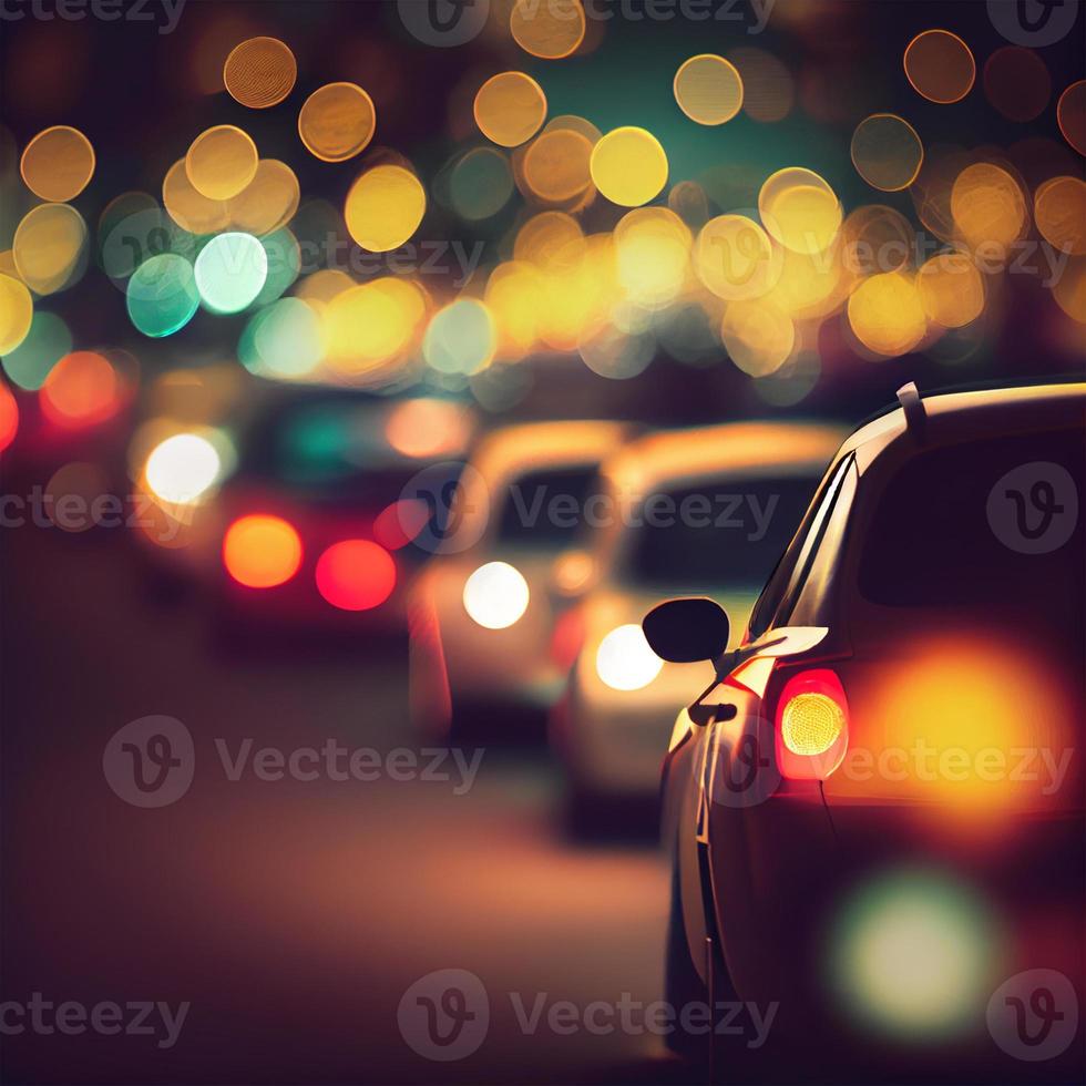 Traffic jam, blurred bokeh background - AI generated image photo