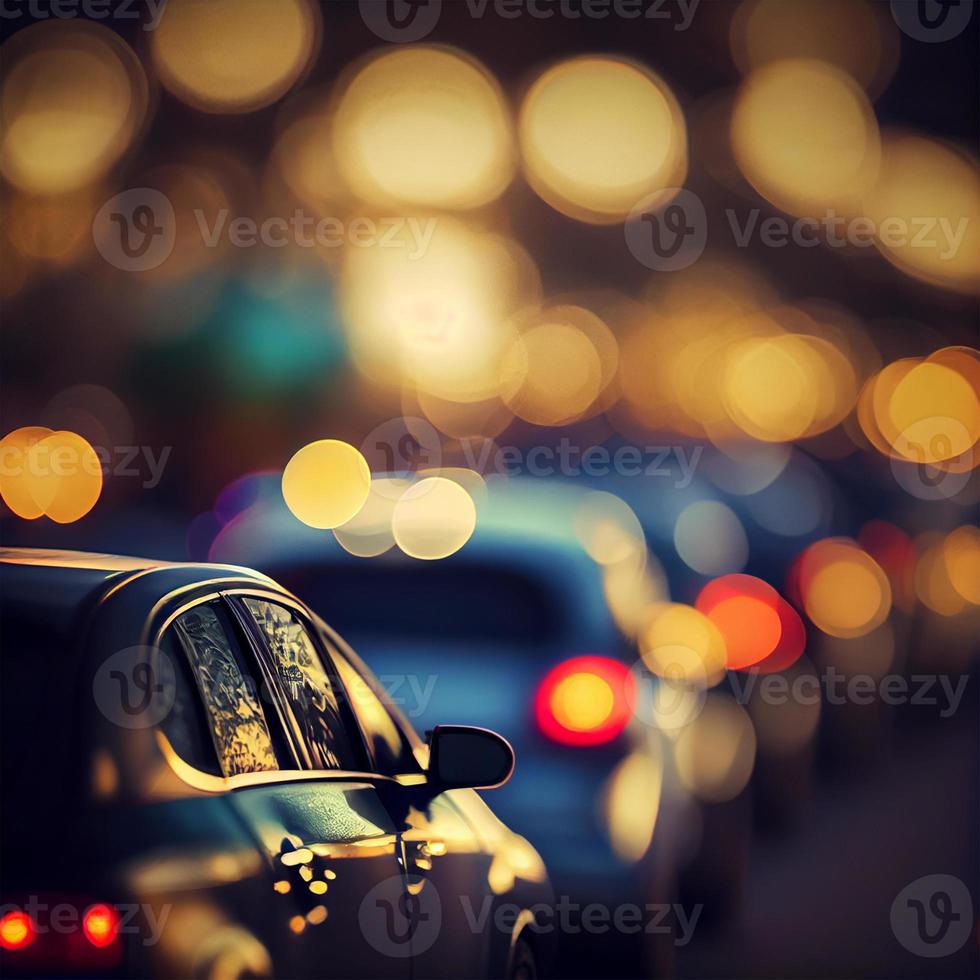 Traffic jam, blurred bokeh background - AI generated image photo