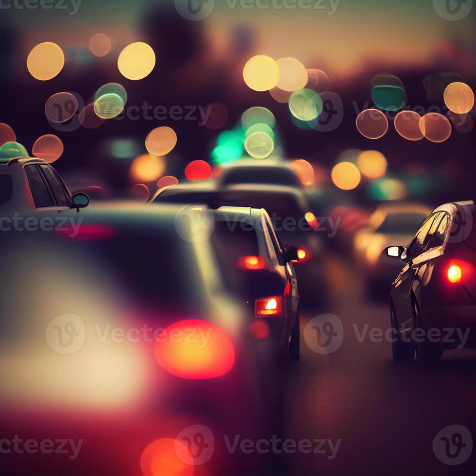 Traffic jam, blurred bokeh background - AI generated image photo