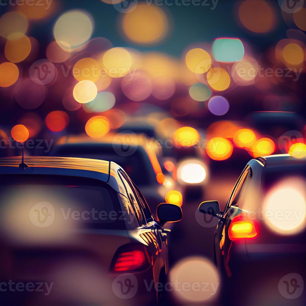 Traffic jam, blurred bokeh background - AI generated image photo