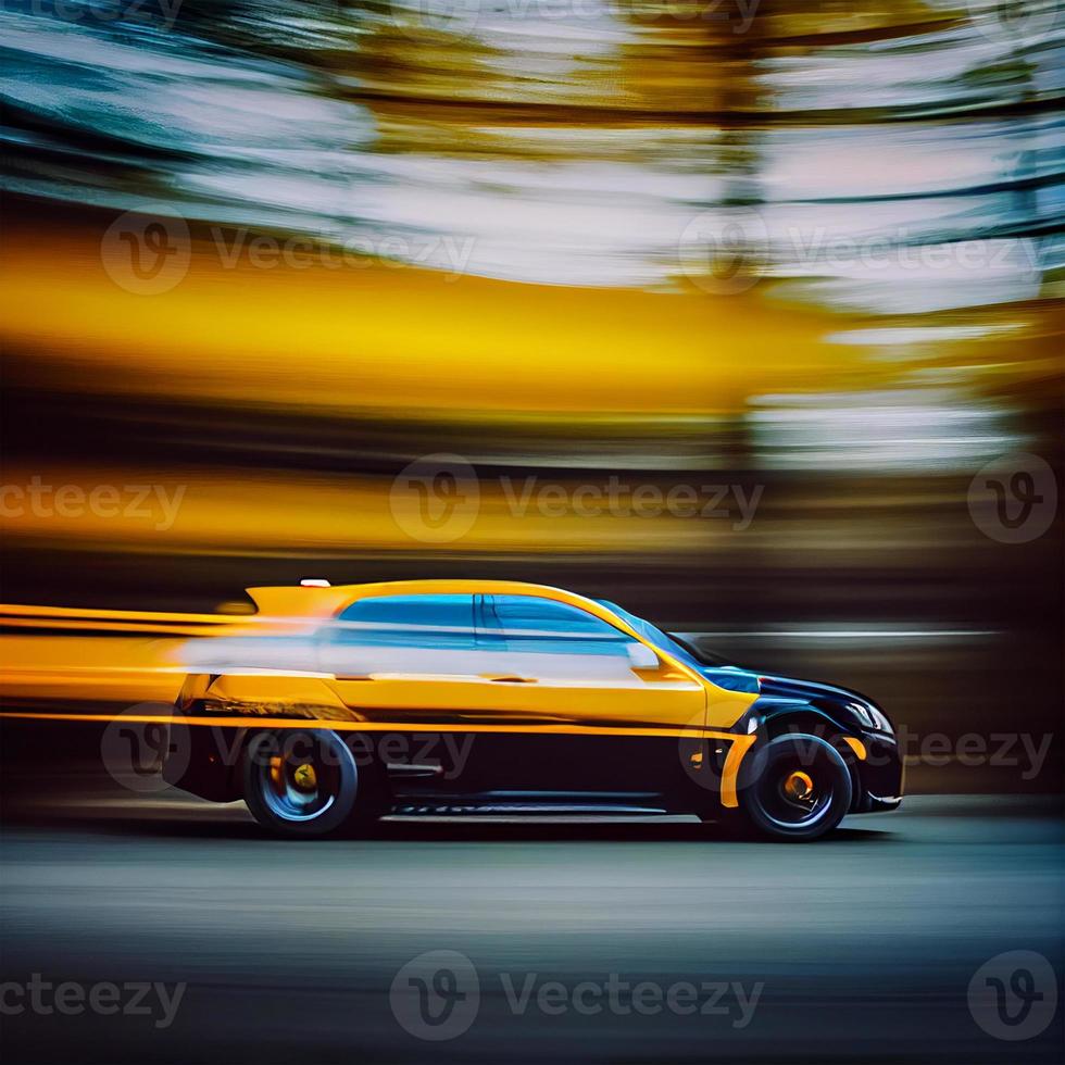 Car racing at high speed, blurred background - AI generated image photo