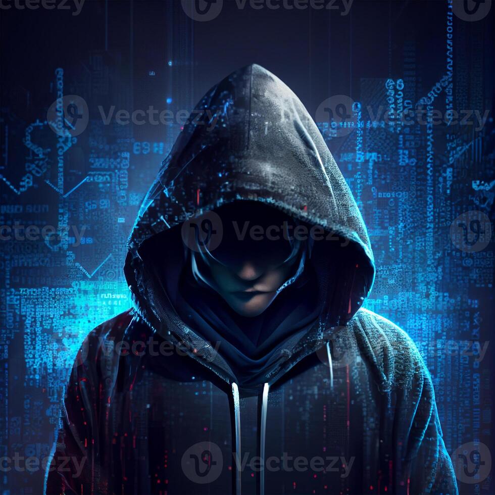 Hacker, programmer modern spy, illegal data search - Image photo