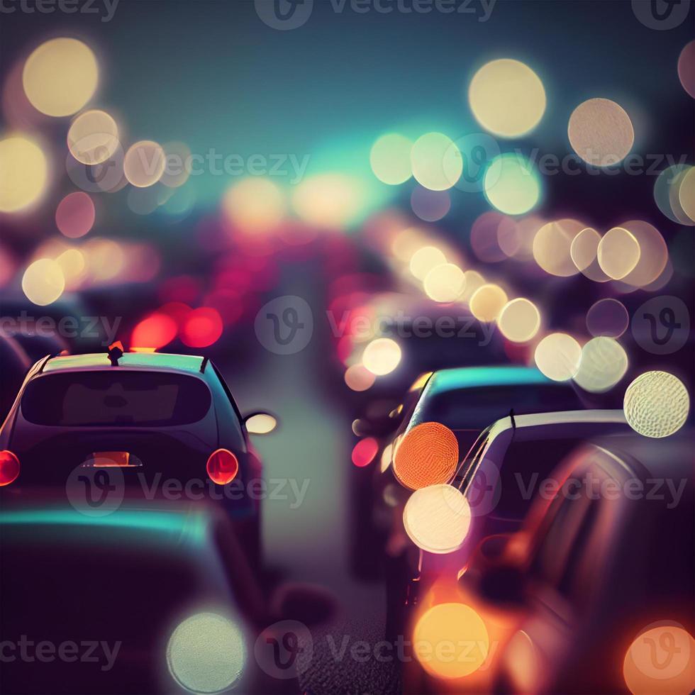 Traffic jam, blurred bokeh background - AI generated image photo