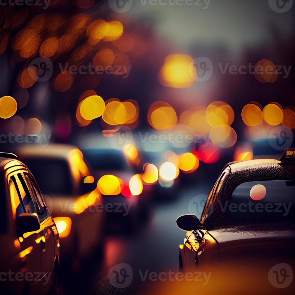 Traffic jam, blurred bokeh background - AI generated image photo